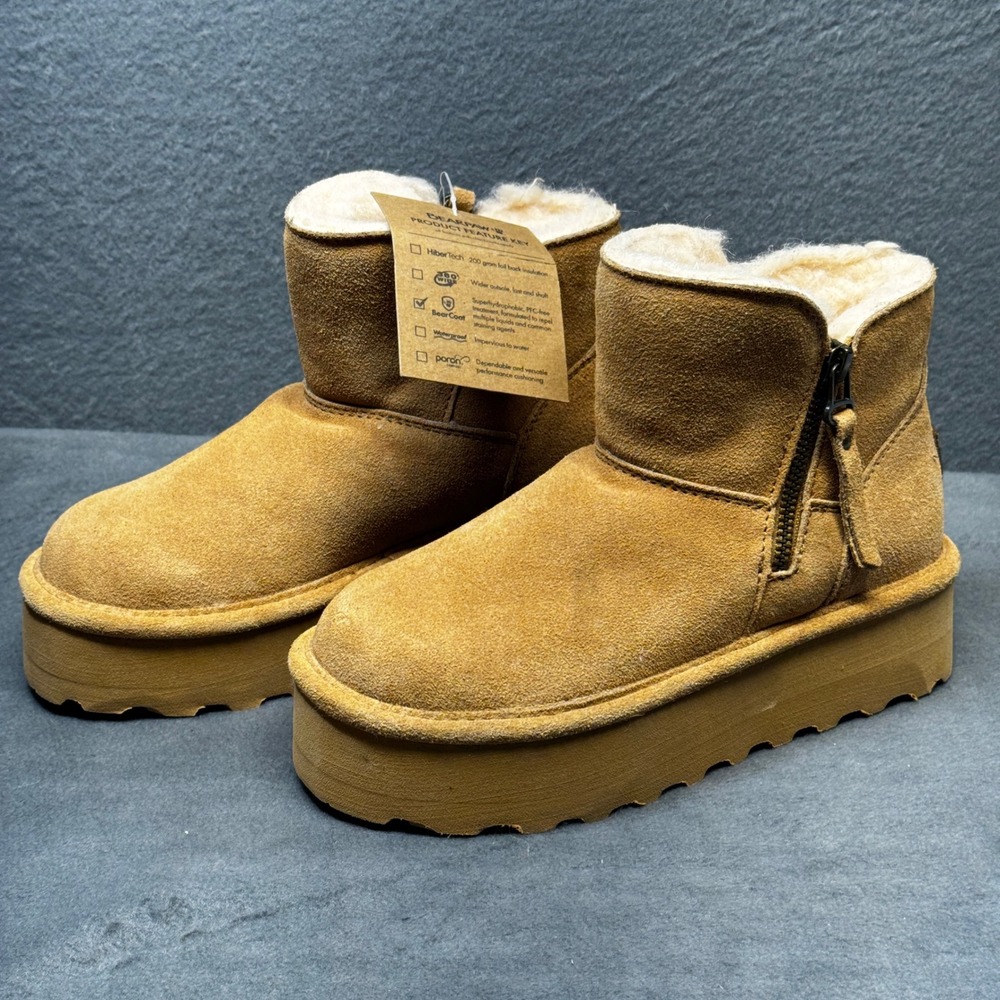 Bearpaw Retro Maren Platform Suede Boots Hickory Brown Women's Size 5 3119W